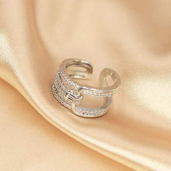 JUWANG 2021 Корейски Луксозни САМ Пръстени за пръстите на Кубичен цирконий Мозайка Регулируема който отваря пръстен за Жени, Подаръци за свети Валентин за момичета