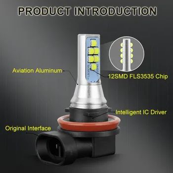 S&D 2 бр. H11 H8 H16JP LED Фарове за мъгла LED Автомобилен Фенер Canbus LED Дневни Ходова светлини DRL Лампа Drving Крушка Авто 12v 6000 До Бял
