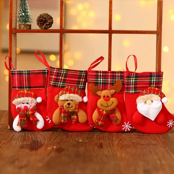 Коледни Чорапи, Коледни Бонбони Подарък Пакет Украса Подпори Дядо Коледа, Снежен Човек Чорапи Средни Подаръци, Коледни Чорапи Украса