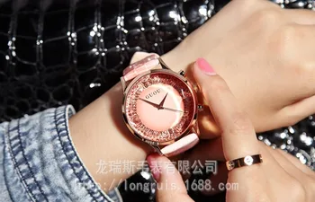 Модни маркови дамски часовници Дамски луксозни дамски часовник с каишка от естествена кожа, часовници с бриллиантовым голям циферблат, часовници Relogio