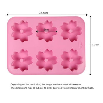 6 Цвята Силиконова Форма за торта Ръчно изработени Сапуни Мухъл Шест Черешови цветове Снежинка Желе 3D САМ Производство за Печене, Украса Инструменти