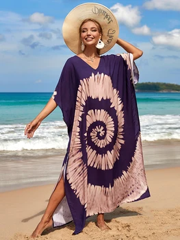 Ново покритие Богемное рокля с принтом Многоцветен Плажен Стил Кафтан Бански на Корицата на Макси Рокля Роба Plage De 2022 Туника За плажа