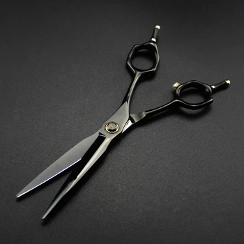 професионален Япония 440c 6 инча черен, носещи ножица за подстригване на коса фризьорски салон макас прическа ножица за изтъняване на фризьорски ножици