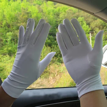 Пролет Лято Ръкавици от ликра на Жените и Мъжете Черно-Бял Етикет Къси Ръкавици, Тънки Спортни Ръкавици За шофиране Защита От Слънцето Ръкавици с пет пръста