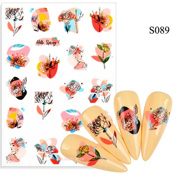 Пролетни Цветя Листа 3D Стикери За Нокти Слайдер с шарките на лицето За нокти на Лятото Декорация за нокти