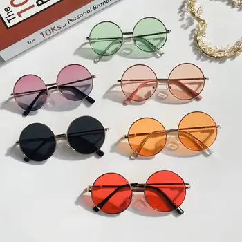 Модерен Ретро Кръгли Слънчеви очила Дамски Слънчеви Очила Лещи от сплав Детски Слънчеви очила дамски слънчеви Очила Рамки за Очила на Водача, Автомобилни аксесоари