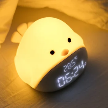 Карикатура Сладката Птица на Времето Нощно alarm clock Силикон Сензорен USB LED лека нощ За Деца Детски Детски Подарък Нощни Лампи