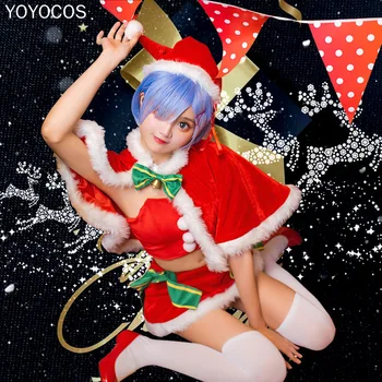 YOYOCOS Коледен Рем Cosplay Костюм Re Zero Ram Сладък Живот в Друг Свят От Нулата Аниме Cosplay Женски Коледен Подарък