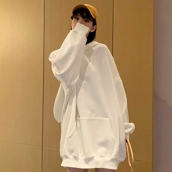 Sudadera против capucha de природен coreano para mujer, ropa de calle holgada a la moda para estudiantes, de retalesbb48