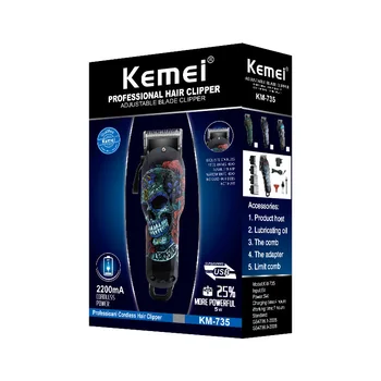 Kemei KM-735 Безжична Салонная Машина за подстригване Професионален Тример За мъже Електрически Мощен Мотор За рязане на Коса Литиева Батерия