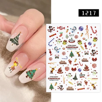 1 Лист Коледни Стикери за нокти ултра-леки 3D Самозалепващи Снежинки за нокти, Стикери за нокти, Стикери за нокти Нова Година
