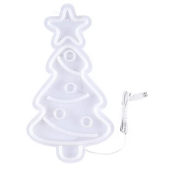 Коледно дърво Неонови Светещи Табели,Захранва От USB Коледен Фестивал LED Неонова Светлина Декор на Стените на Изкуството Неонова реклама Светлината