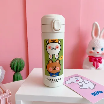 Leuke Koreaanse Stijl Thermosfles Creatieve 304 Rvs Fles Vacuüm Cup Voor Vrouwen Reizen Cup Kawaii Mode Water Flessen