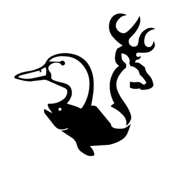 12,7*12,9 СМ Елен Патица с Риба Творчески Карикатура на Животните Стикер на Колата Модни Бижута Етикети В Прозореца C6-1328