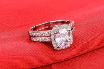 2020 Нов дизайн Днешно Пръстен от сребро 925 проба Комплект за жени Диамантен Годежен пръстен, сватбени декорации за младоженеца moonso LR4211XS