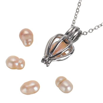 Нов 5 Естествени перли Перлата на Любовта Желание Висулка Колие Чар Колие Подарък Кутия Модни дамски бижута Честит Подарък направи си САМ Бижута