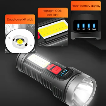 Мощен Led Фенерче Водоустойчив Външно Осветление Акумулаторна батерия USB Факел Ръчно Лампа 18650 Батерия Лампа За Къмпинг Фенер Походный