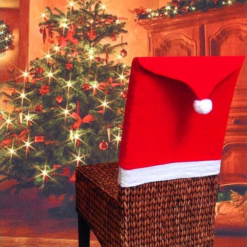 1БР Нетканая Червена Шапка Покриване на Стол Подаръци от Дядо Коледа, Коледна Украса Коледен Калъф За Стол Коледна декорация За Дома Нова Година 2022