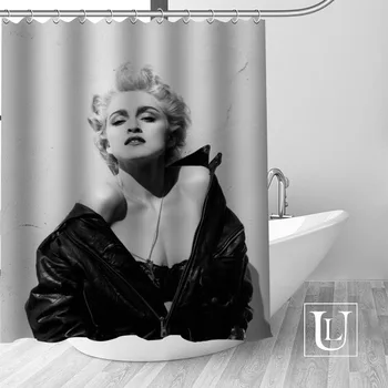 Голяма разпродажба на Нова Изработени По Поръчка Мадона Модерна душ Завеса за Душ с куки Водоустойчив Полиестер филтър кърпа за баня